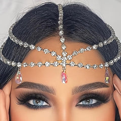 Boho Rhinestone Head Chain Bride Hair Jewelry