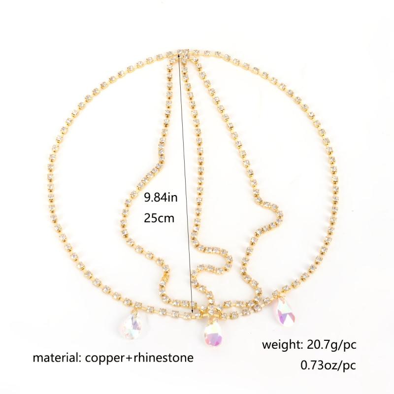 Boho Rhinestone Head Chain Bride Hair Jewelry