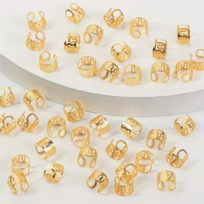 100PCS Viking Hair Beads Coil Rings Clips Metal Cuffs Loc Hair Jewelry