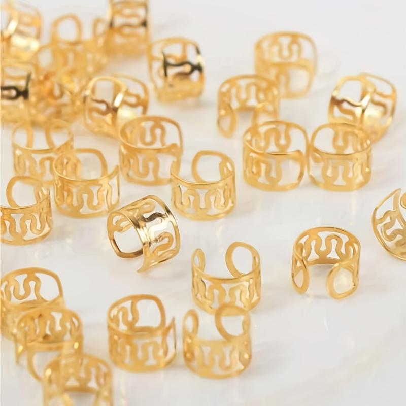 100PCS Viking Hair Beads Coil Rings Clips Metal Cuffs Loc Hair Jewelry