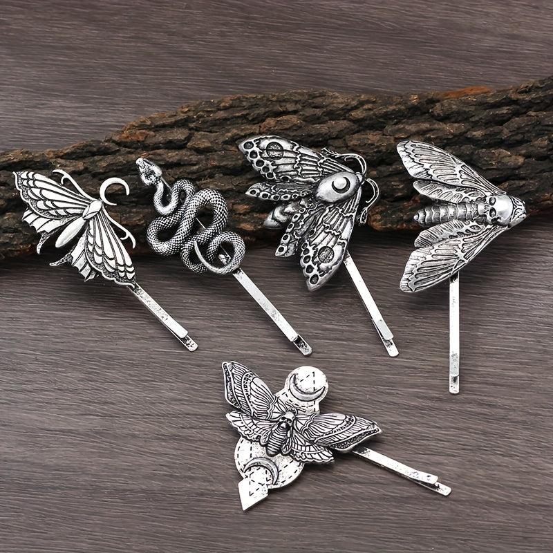Viking Style Hairpin Snake Butterfly Gothic Skull Hair Accessory