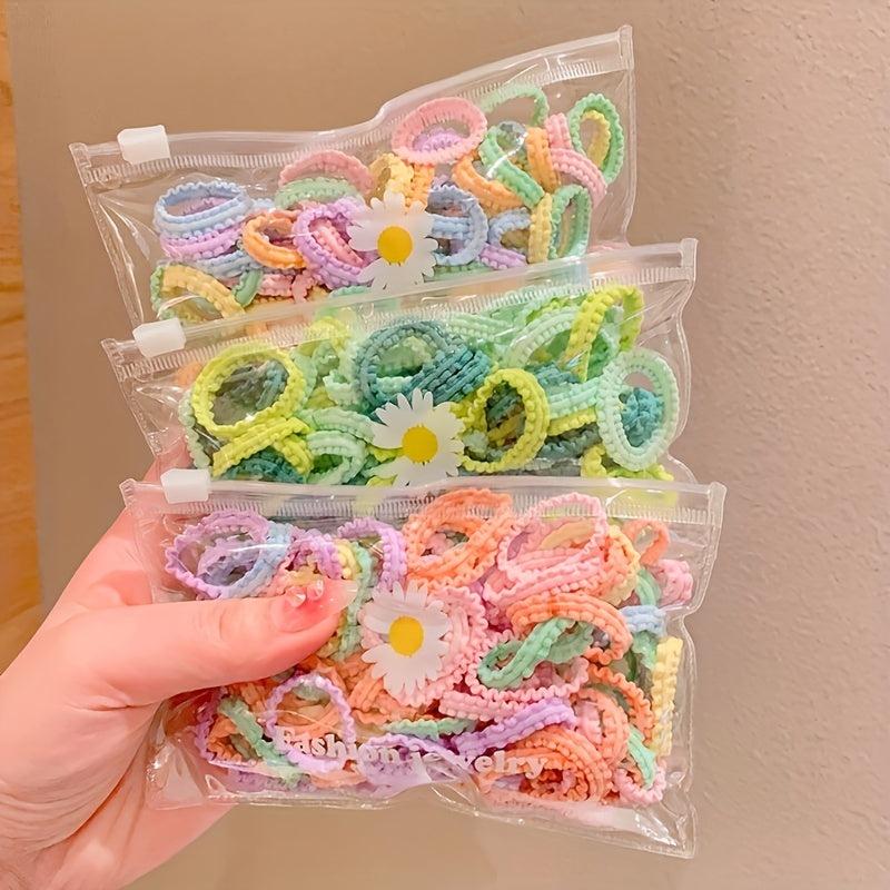 50pcs Mini Hair Rope High Elastic Hair Ties Cartoon Rubber Band Hair Accessories