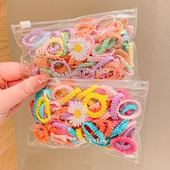 50pcs Mini Hair Rope High Elastic Hair Ties Cartoon Rubber Band Hair Accessories