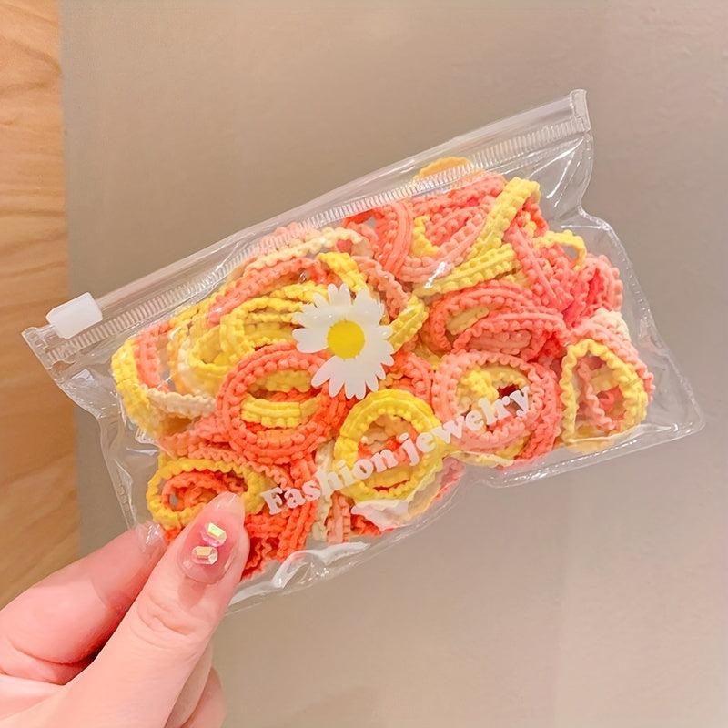 50pcs Mini Hair Rope High Elastic Hair Ties Cartoon Rubber Band Hair Accessories