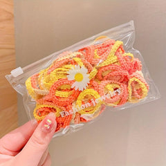 50pcs Mini Hair Rope High Elastic Hair Ties Cartoon Rubber Band Hair Accessories