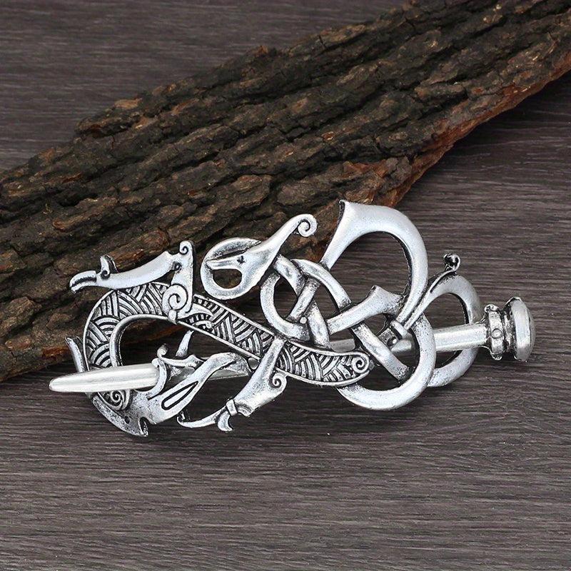 Viking Celtic Barrette Hairpin Silvery Hair Accessories Women's Irish Hair