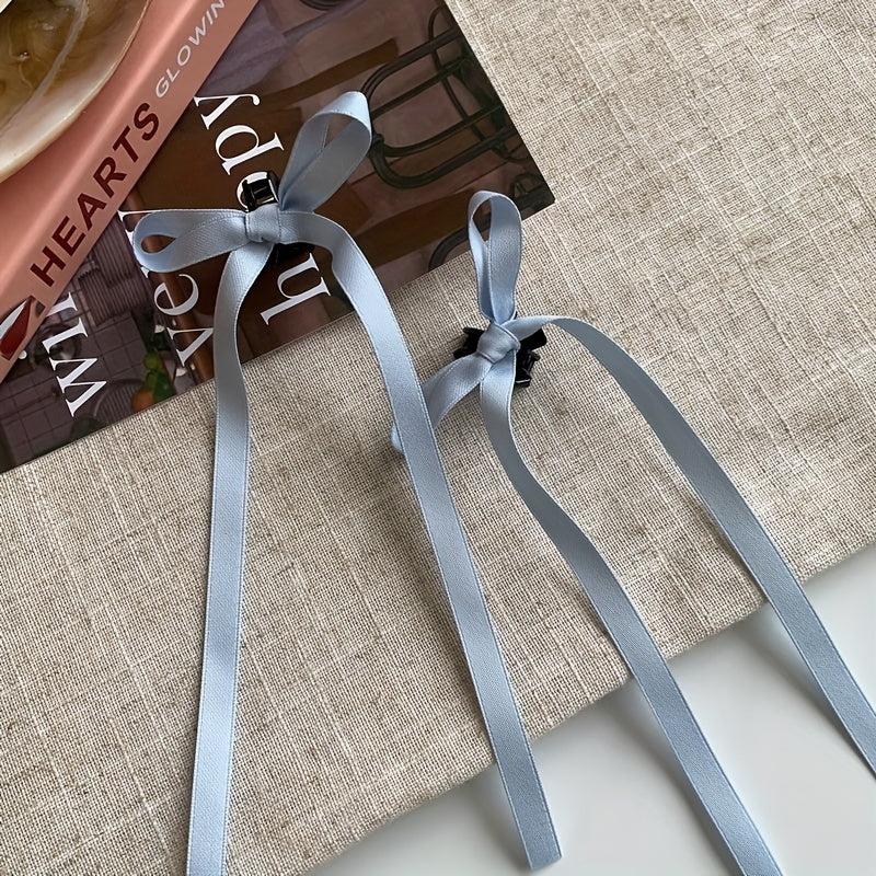Y2K Girls Ribbon Bow Hair Claw Mini Shark Claw
