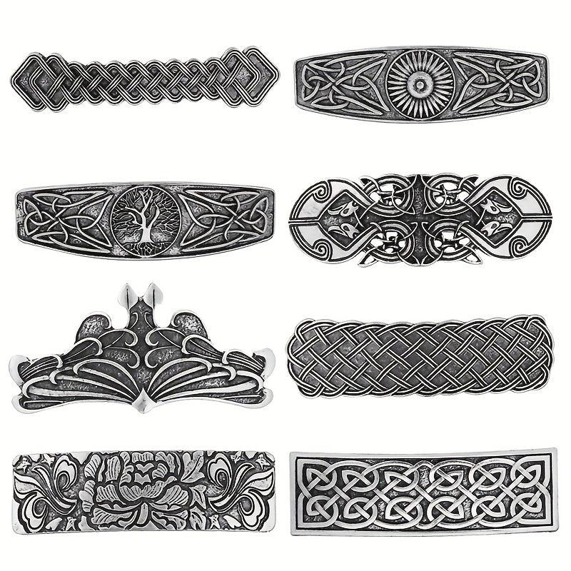 Vintage Silvery Hair Clip Viking Style Barrette Back Head Hair Clip