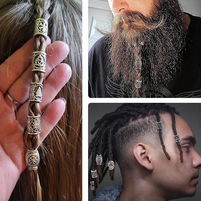 55pcs Viking Runes Hair Beads DIY Braided Hair Accessories