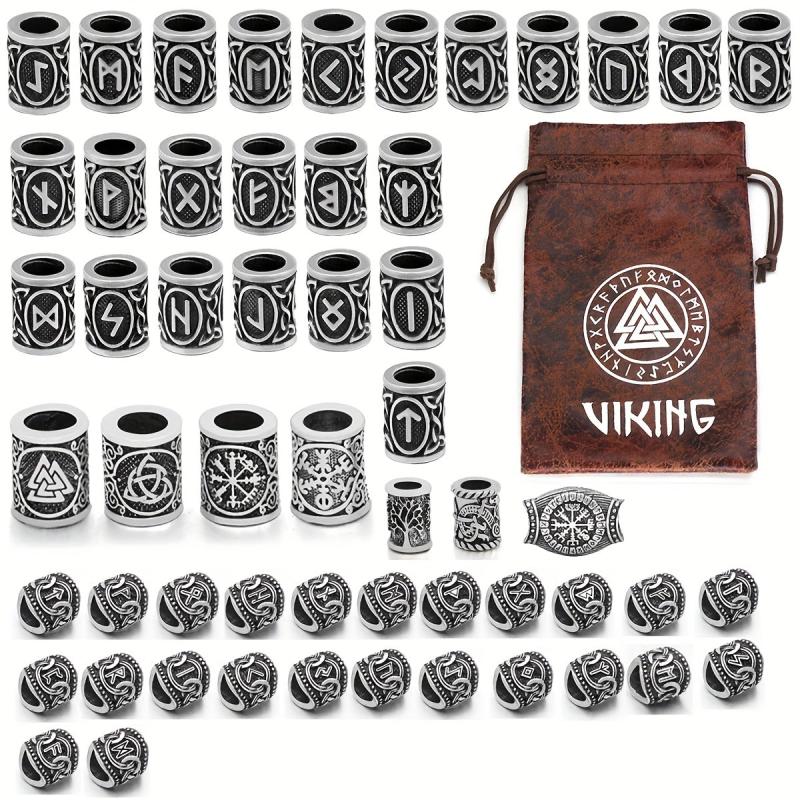55pcs Viking Runes Hair Beads DIY Braided Hair Accessories
