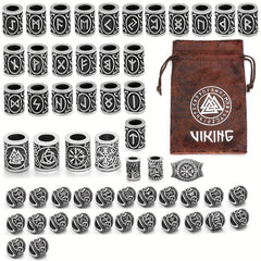 55pcs Viking Runes Hair Beads DIY Braided Hair Accessories