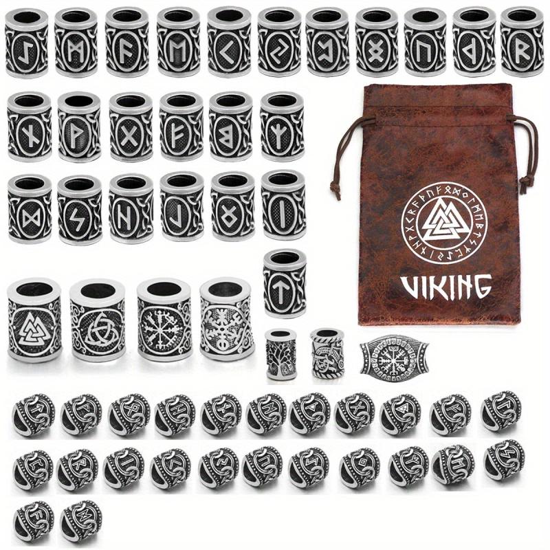 55pcs Viking Runes Hair Beads DIY Braided Hair Accessories