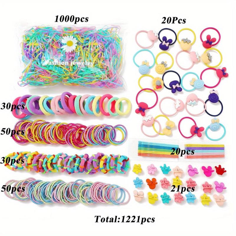 1221 Pcs Hair Accessories Set - Colorful Hair Accessories with Candy Bow