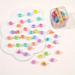 40pcs Solid Hair Claw Grip Mini Banana Clip Resin Hair Styling Accessory