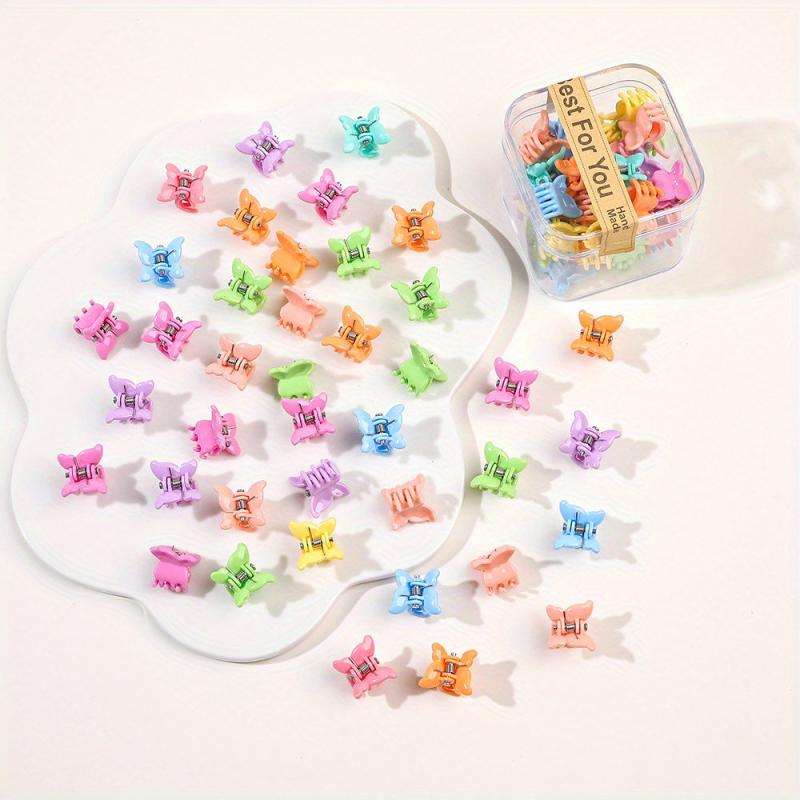 40pcs Solid Hair Claw Grip Mini Banana Clip Resin Hair Styling Accessory