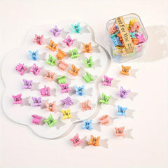 40pcs Solid Hair Claw Grip Mini Banana Clip Resin Hair Styling Accessory