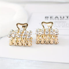 4pcs Mini Rhinestone Hair Claw Set Square Rectangular Hair Clip Accessories