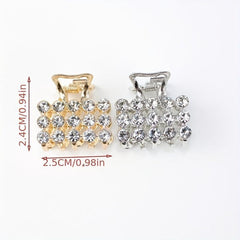 4pcs Mini Rhinestone Hair Claw Set Square Rectangular Hair Clip Accessories