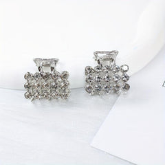 4pcs Mini Rhinestone Hair Claw Set Square Rectangular Hair Clip Accessories