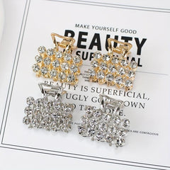 4pcs Mini Rhinestone Hair Claw Set Square Rectangular Hair Clip Accessories