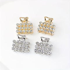 4pcs Mini Rhinestone Hair Claw Set Square Rectangular Hair Clip Accessories
