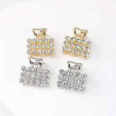 4pcs Mini Rhinestone Hair Claw Set Square Rectangular Hair Clip Accessories