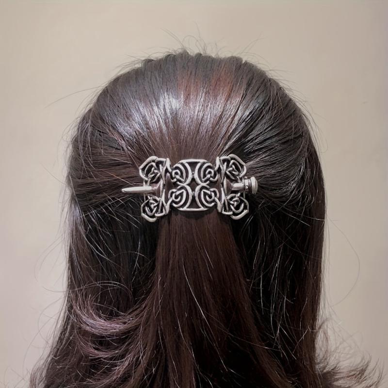 Viking Celtic Style Barrette Hair Pin Silver Irish Knot Jewelry Barrette