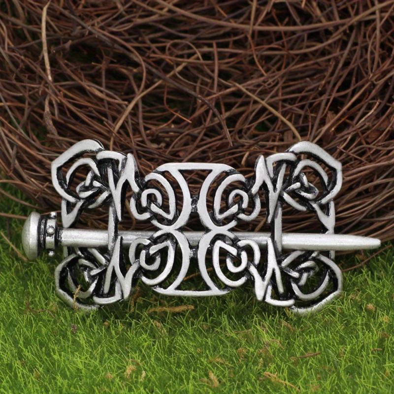 Viking Celtic Style Barrette Hair Pin Silver Irish Knot Jewelry Barrette
