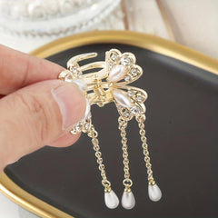 Butterfly Rhinestone Faux Pearl Hair Claw Clip Tassel Mini Clip