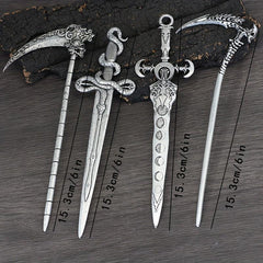 Witch Reaper Skull Hairpin Moon Sword Hair Stick Vintage Snake Sword Hair Clip