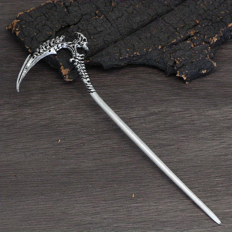 Witch Reaper Skull Hairpin Moon Sword Hair Stick Vintage Snake Sword Hair Clip