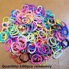 100pcs Mixed Mini Rubber Band Hair Rope Headwear Accessories