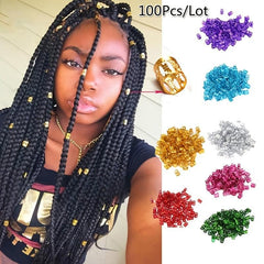100pcs Colorful Adjustable Hair Clips for Braiding Dreadlock Rings