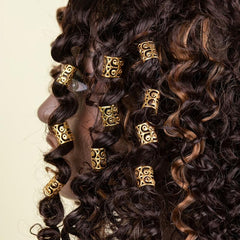 10PCS Golden Dreadlock Beads Hair Jewelry For Braids Hair Rings