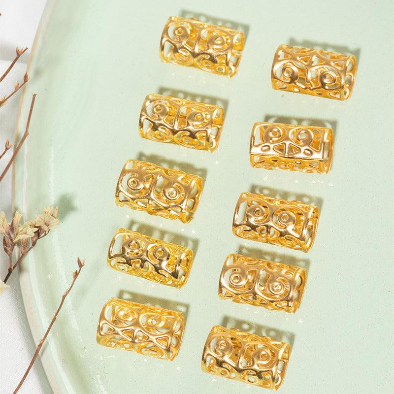 10PCS Golden Dreadlock Beads Hair Jewelry For Braids Hair Rings