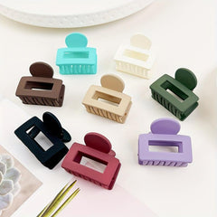 8pcs Frosted Square Hair Claw Mini Hair Clip Solid Hair Accessory