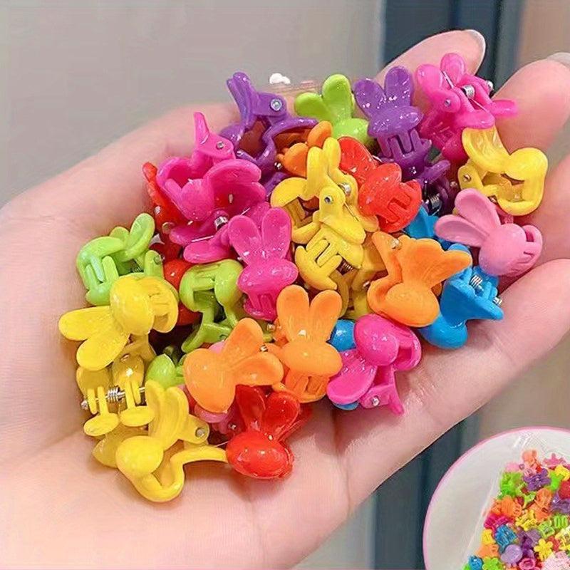 50pcs Mini Butterfly Hair Claw Colorful Side Clip Small Shark Claw