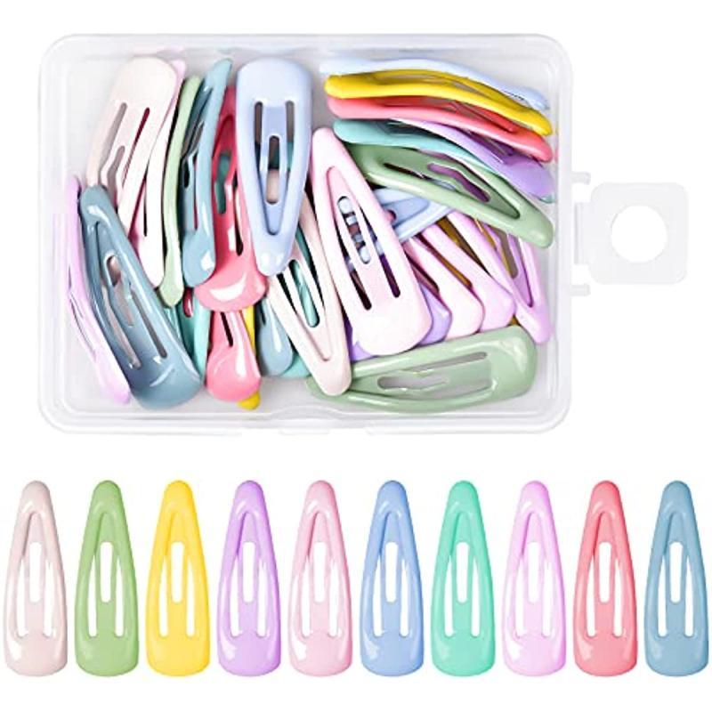 30 Pcs Mini Snap Hair Clips Metal Snap Hair Clips Mini Barrette Hair Clips