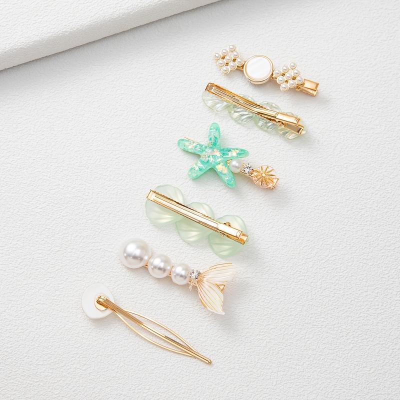 6pcs Ocean Series Hair Clip Vintage Seashell Starfish Hair Accessories