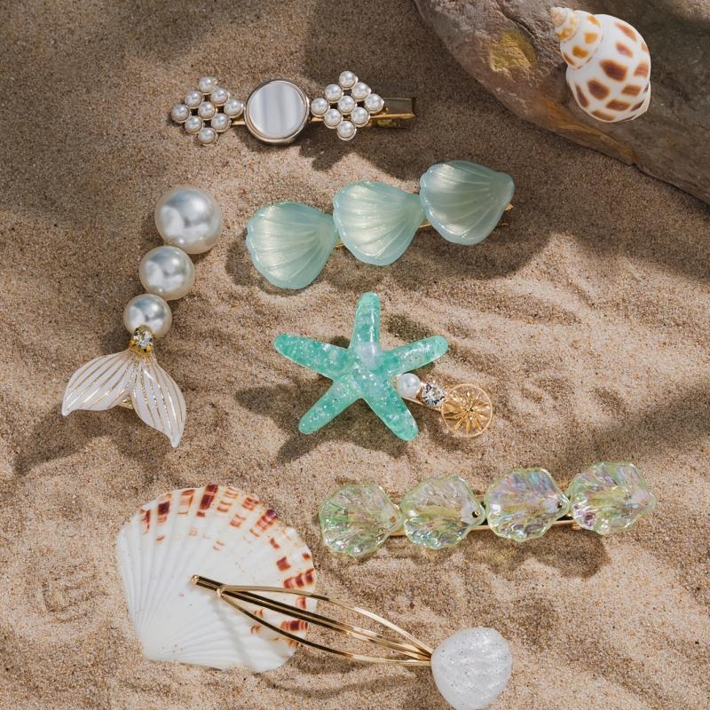 6pcs Ocean Series Hair Clip Vintage Seashell Starfish Hair Accessories