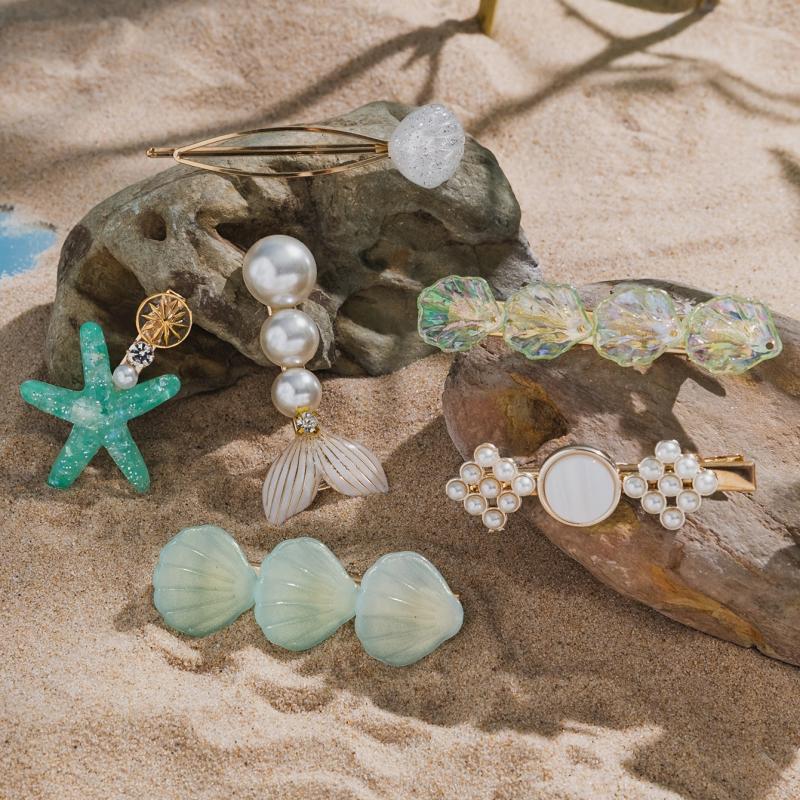 6pcs Ocean Series Hair Clip Vintage Seashell Starfish Hair Accessories
