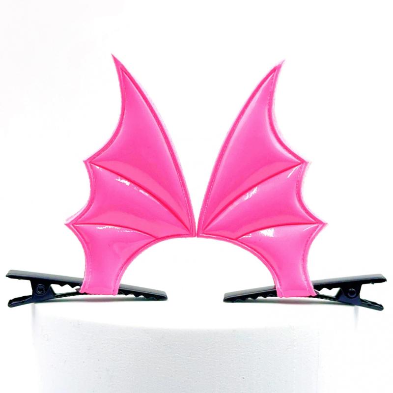 2pcs Bat Wings Hair Clip Cyberpunk Barrette Cosplay Party Halloween Horror Devil