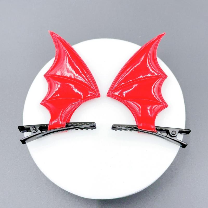 2pcs Bat Wings Hair Clip Cyberpunk Barrette Cosplay Party Halloween Horror Devil