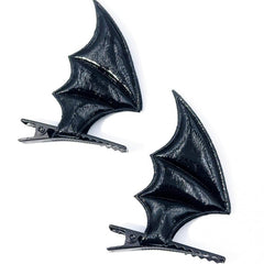 2pcs Bat Wings Hair Clip Cyberpunk Barrette Cosplay Party Halloween Horror Devil