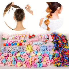 719pcs Candy Hair Accessories Set, Cartoon Fruit Rubber Band & Sweet Hair