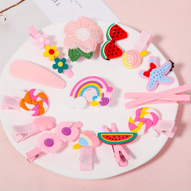 719pcs Candy Hair Accessories Set, Cartoon Fruit Rubber Band & Sweet Hair