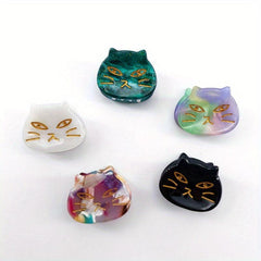 5pcs Cat Hair Clips Mini Hair Claw Tortoise Shell Acetate Resin Marble Hair