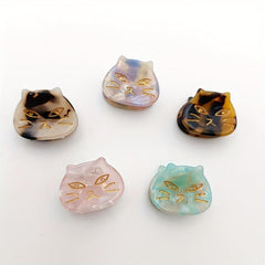 5pcs Cat Hair Clips Mini Hair Claw Tortoise Shell Acetate Resin Marble Hair