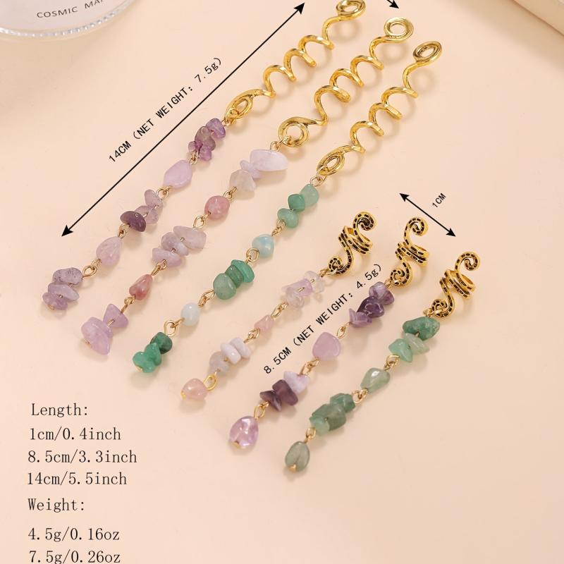 Amethyst Loc Beads Rings Crystal Braid Decor