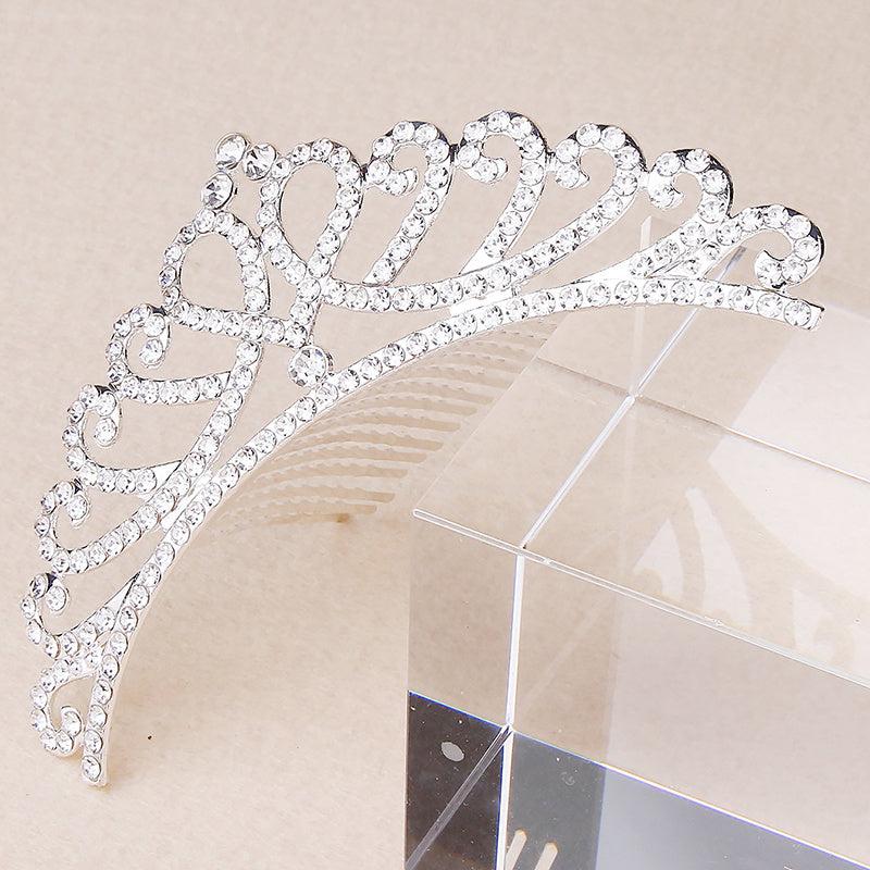 Mini Princess Crown Comb Rhinestone Hair Comb Faux Pearl Headwear